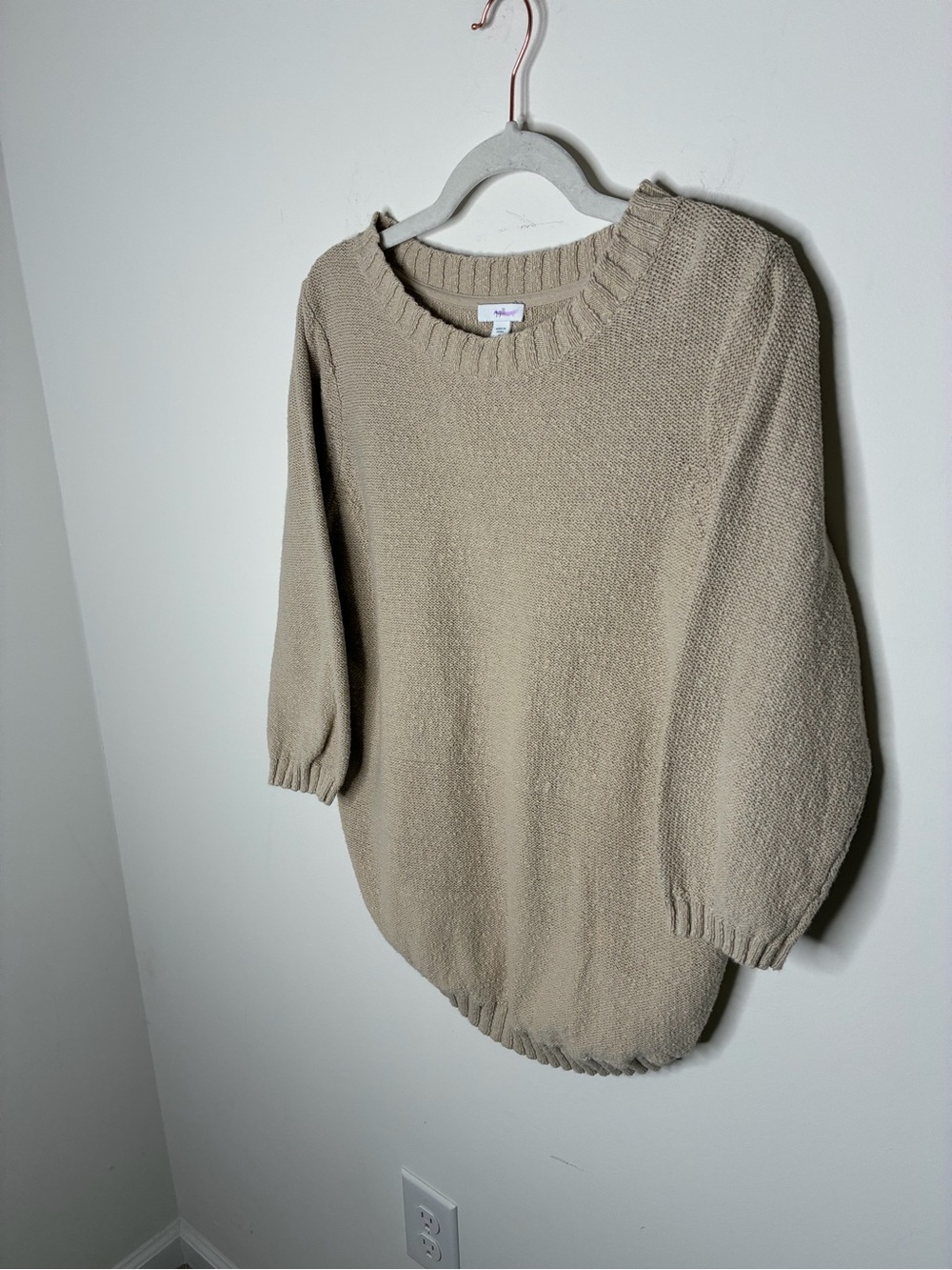 J Jill Cozy, Neutral Minimalist Beige Knit Women's Sweater - Casual Pullover M